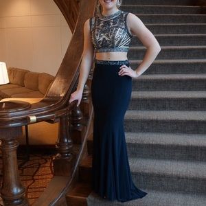 Navy 2-piece prom dress